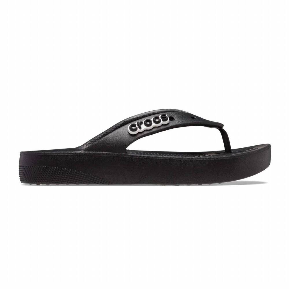 NEW CROCS women's classic platform flip sandal in black